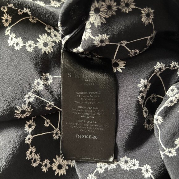 M/L Sandro 100% Silk Peace and Flowers Mini Dress - Picture 10 of 14